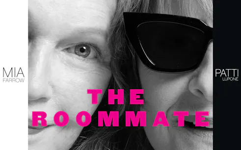Close-up of two faces with 'The Roommate' text in bold pink.