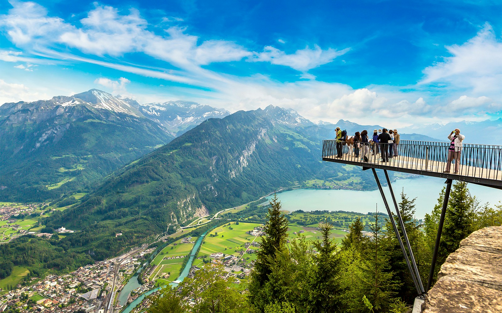 Observation deck at The Ridge View Point overlooking Interlaken's scenic landscape.