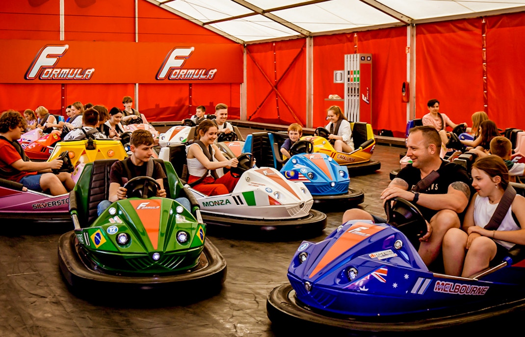 Roller coaster ride at Energylandia's Formula Autodrom in Poland.