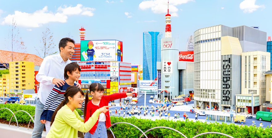 Family enjoying a fun-filled day at Legoland in Nagoya, Japan, showcasing the vibrant and interactive attractions