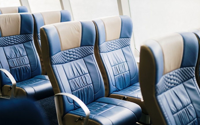 Cruise seating interior on Gordon River tour from Strahan.