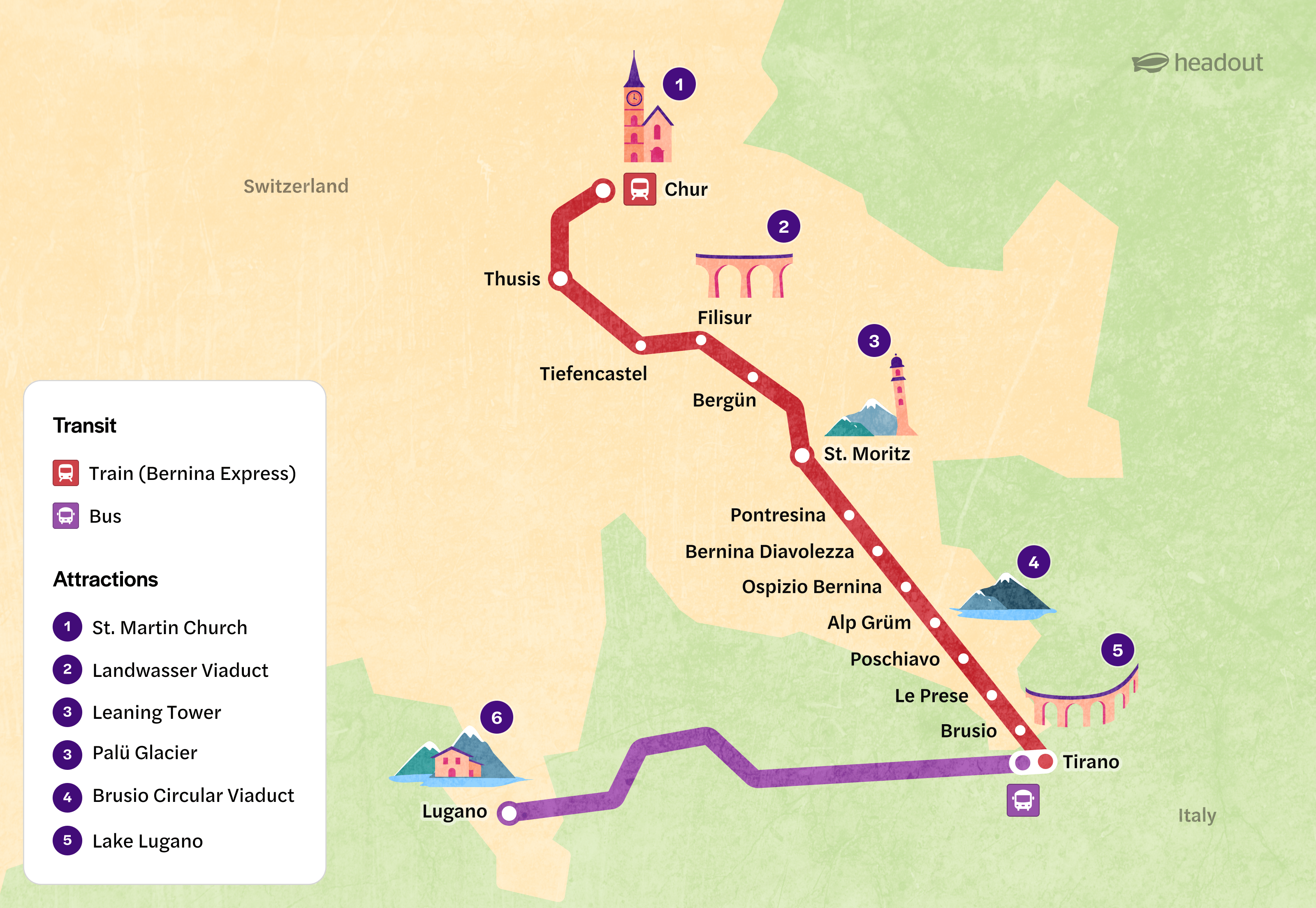 Bernina Express Route Map