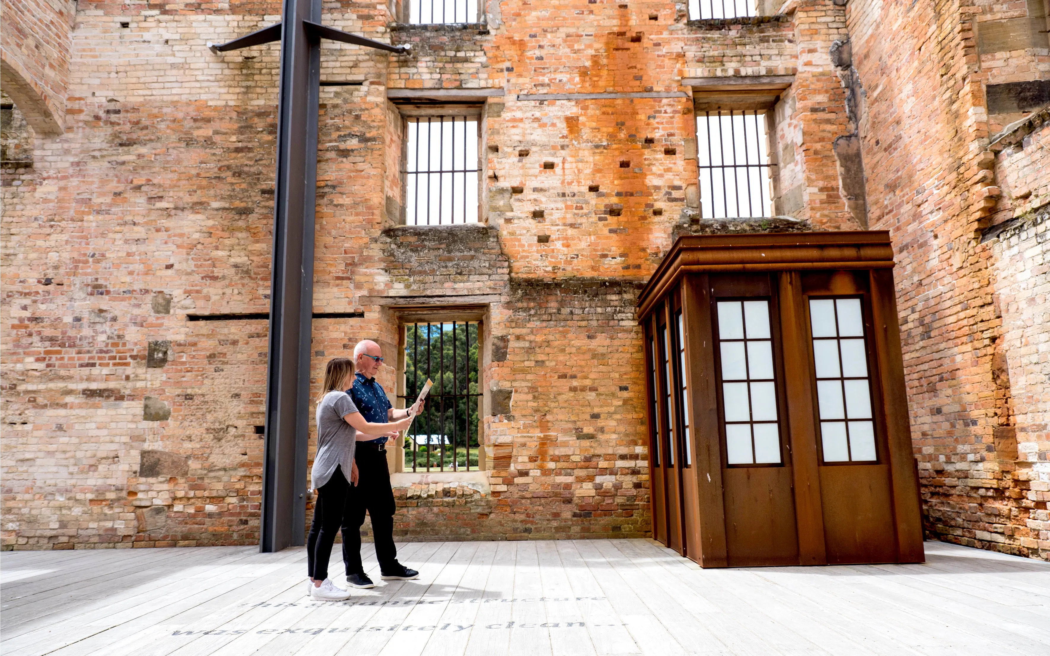 Visitors exploring historic ruins at Port Arthur, Tasman Peninsula.