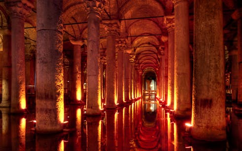 Inside the Basilica Cistern in Istanbul