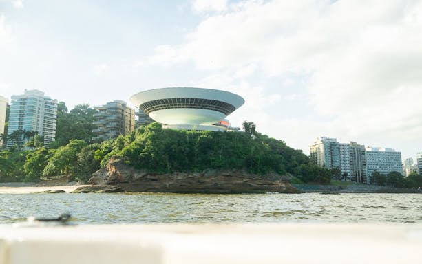 Niterói Contemporary Art Museum viewed from a Rio boat tour.