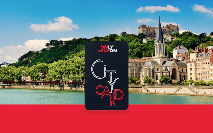 Church of Saint Georges by Saone River in Lyon, France with Only Lyon City Card.