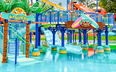 High Tide Harbor water slides and play area at Water Country USA.