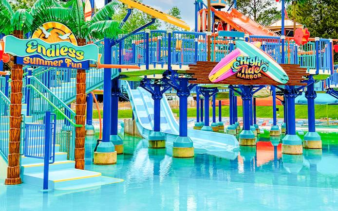 High Tide Harbor water slides and play area at Water Country USA.