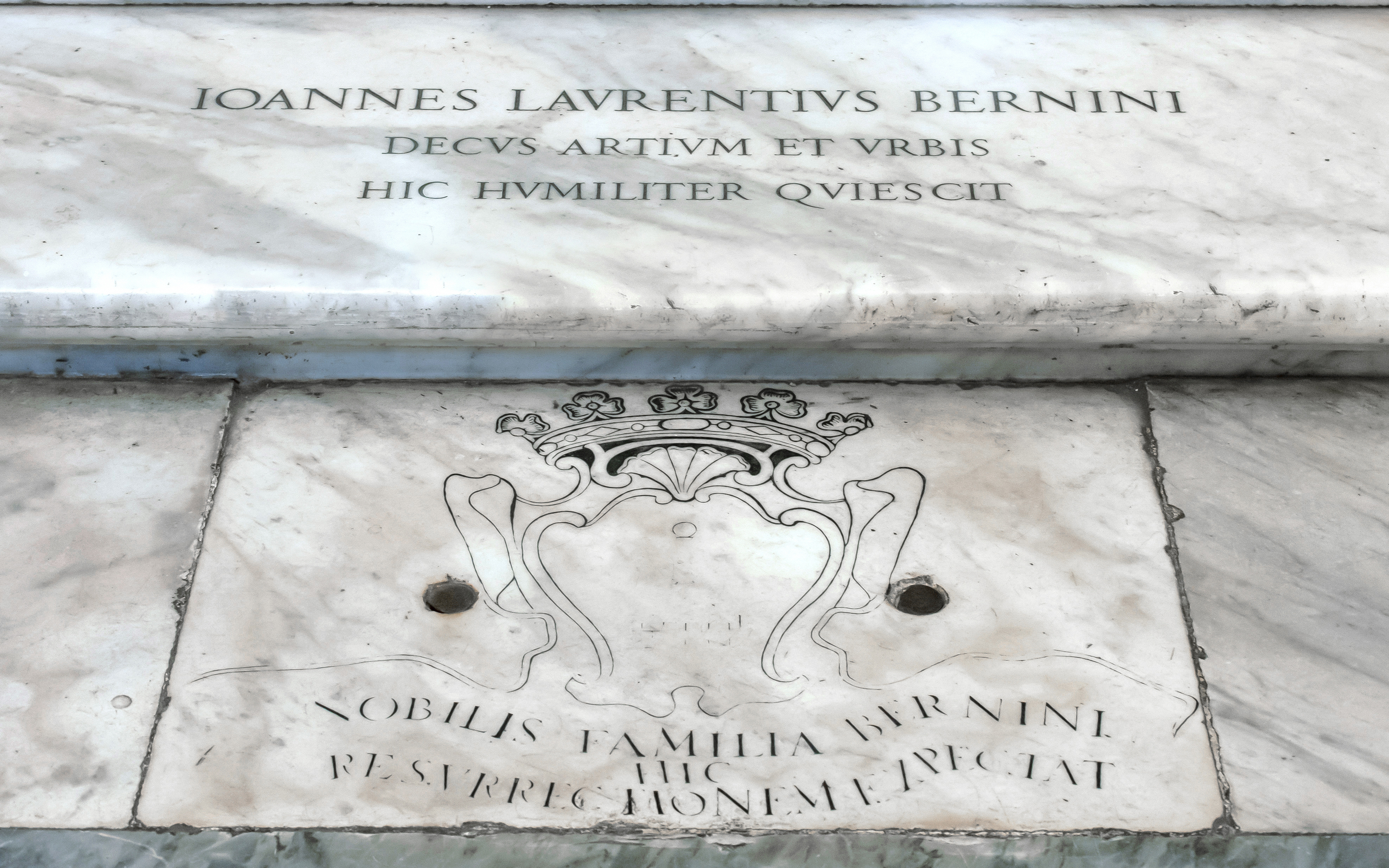 Tombstone of Gian Lorenzo Bernini at Basilica Papale di Santa Maria Maggiore, Rome.
