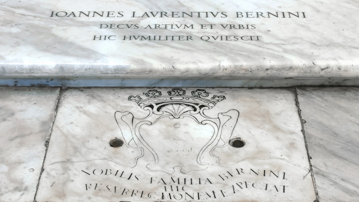 Tombstone of Gian Lorenzo Bernini at Basilica Papale di Santa Maria Maggiore, Rome.