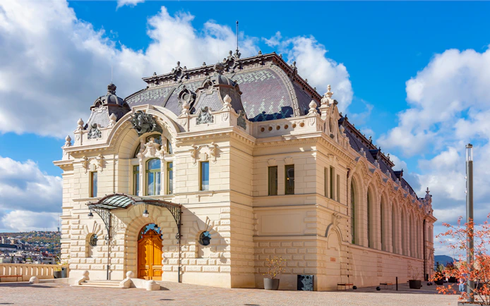Royal Riding Hall at Buda Castle, Budapest, Hungary with ornate architecture.