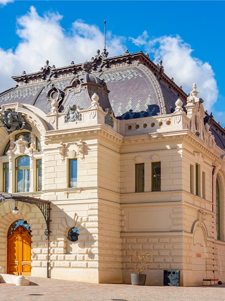 Royal Riding Hall at Buda Castle, Budapest, Hungary with ornate architecture.