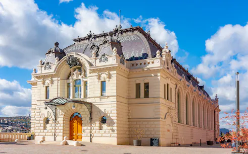 Royal Riding Hall at Buda Castle, Budapest, Hungary with ornate architecture.