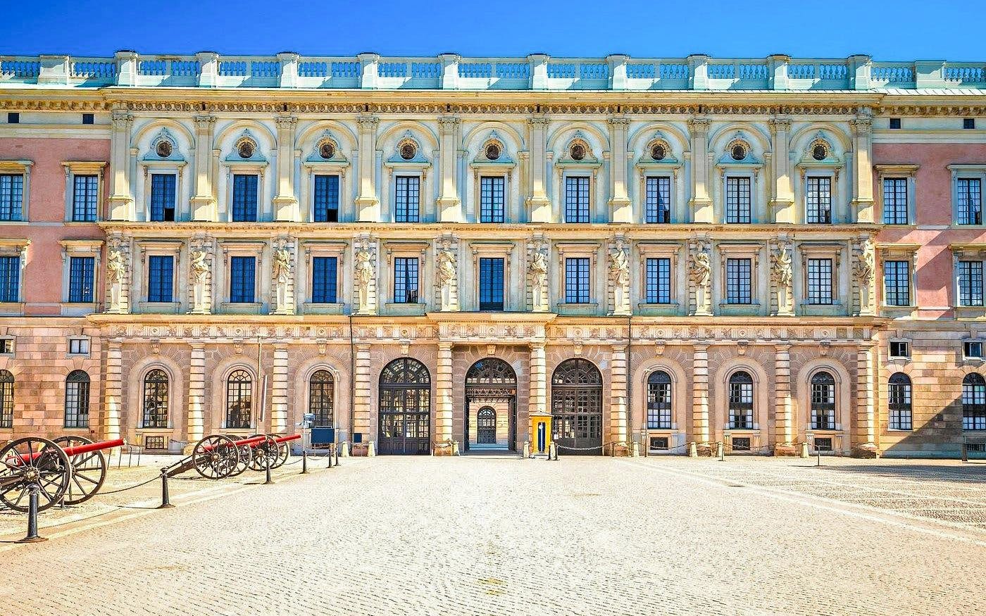 Royal Palace facade with cannons, Stockholm.