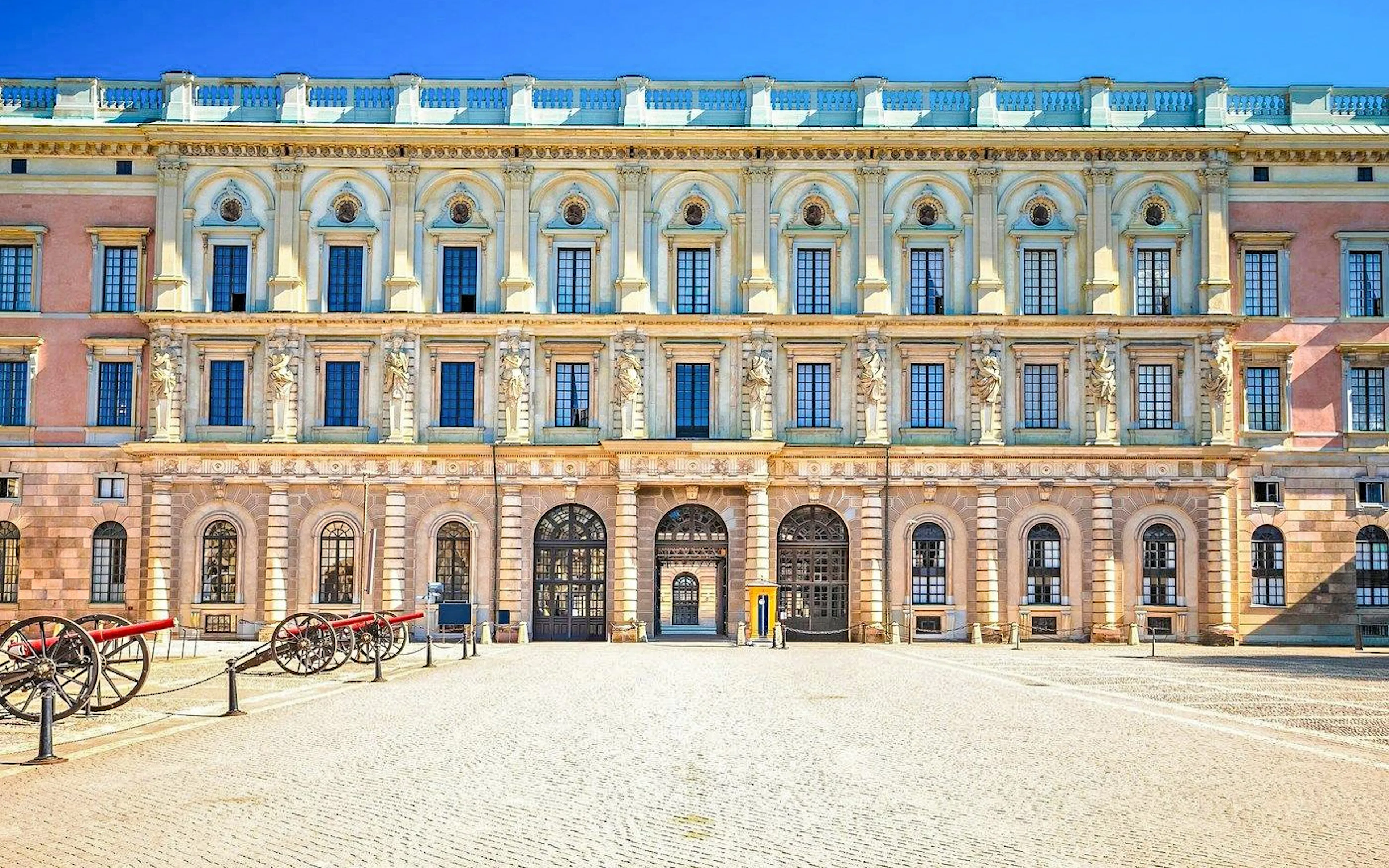 Royal Palace facade with cannons, Stockholm.