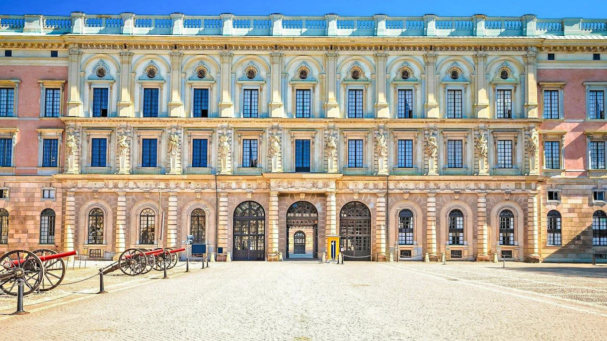 Royal Palace facade with cannons, Stockholm.