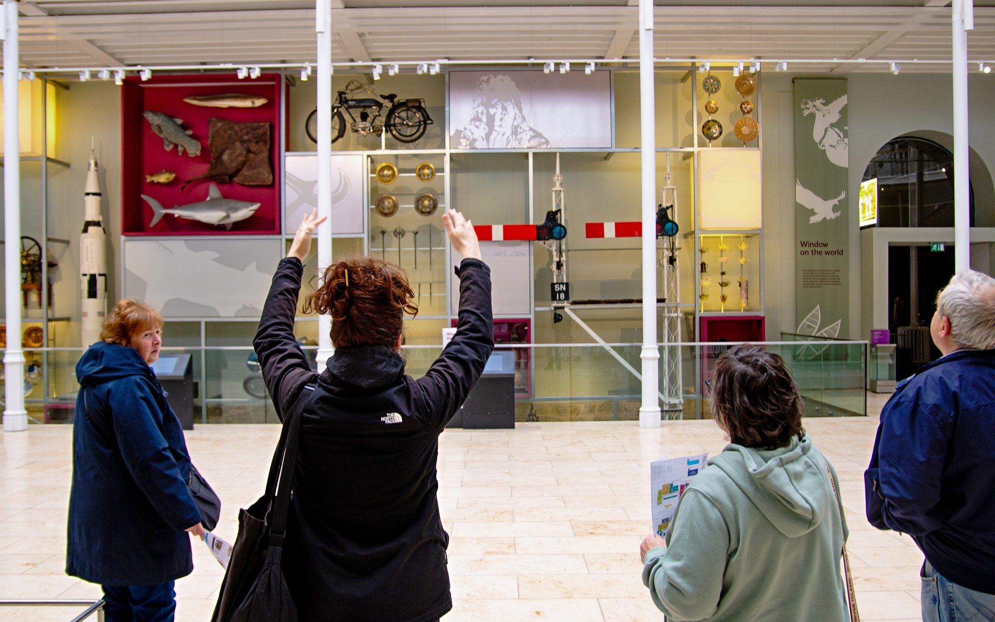 Visitors on a guided tour at the National Museum of Scotland in Edinburgh.