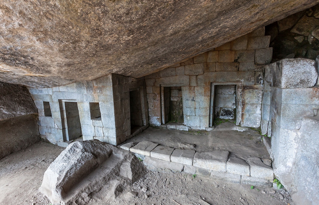 Ancient stone structure at Moon Temple, Machu Picchu.