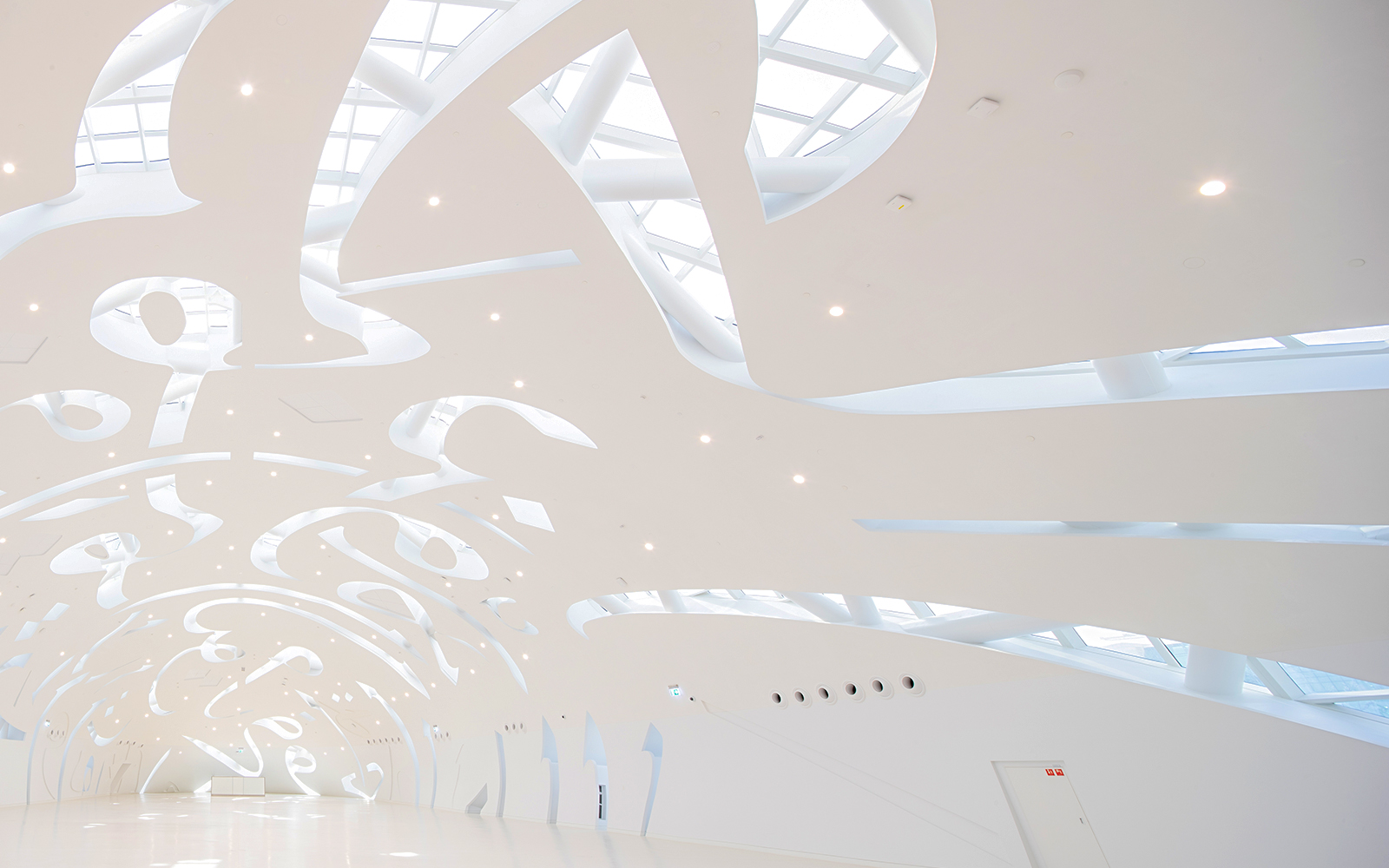 Futuristic interior of Museum of The Future in Dubai with unique architectural design.