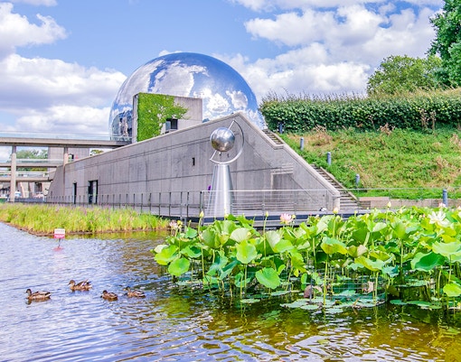 Science & Industry Museum Paris exterior with glass facade and geometric design