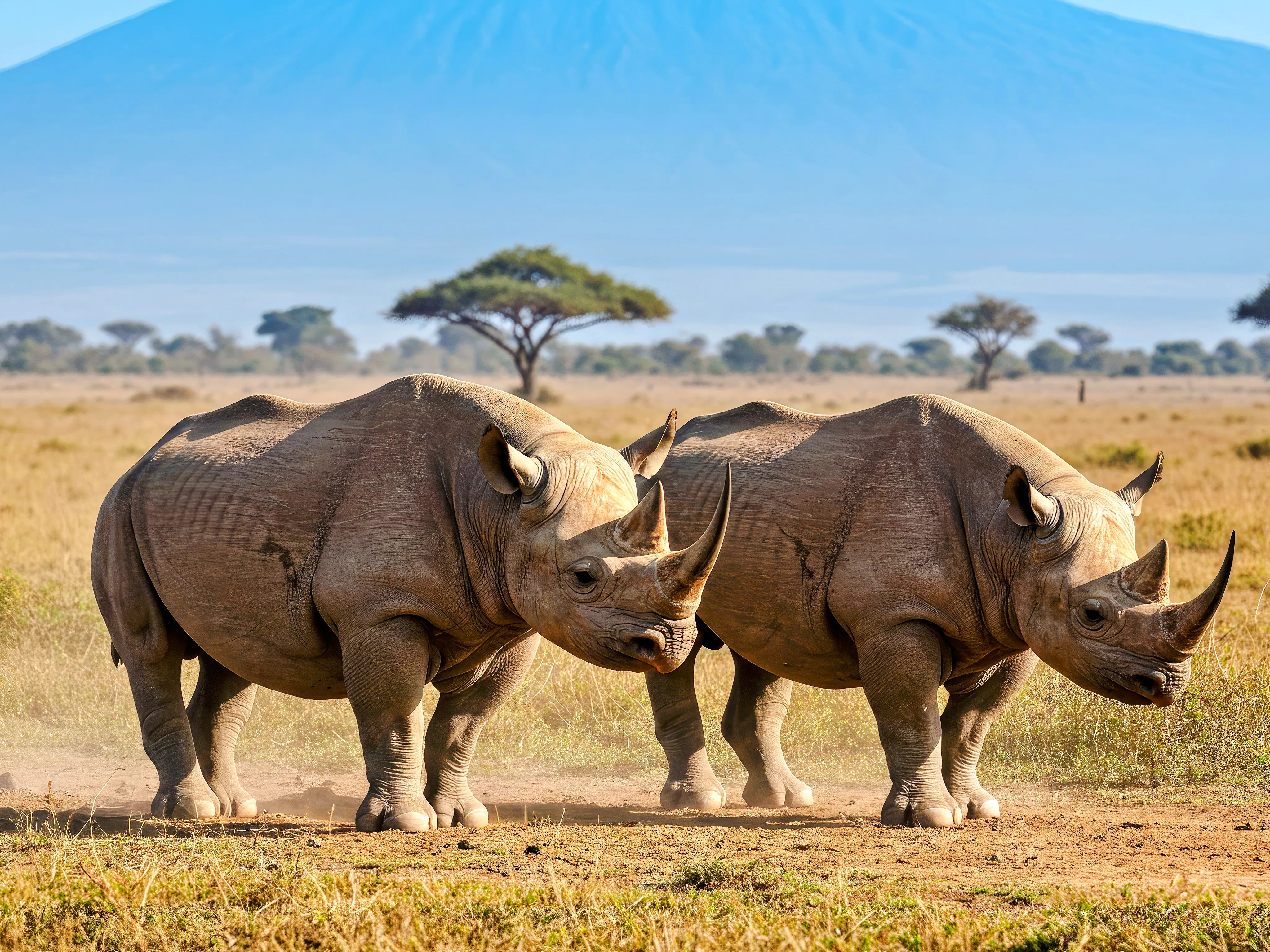 Rhinos in Serengeti National Park, part of a four-day safari from Zanzibar.