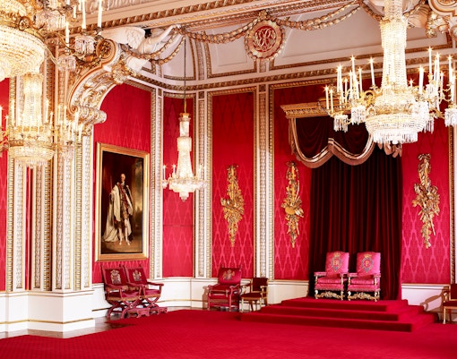 Interior of the state room inside Buckingham palace