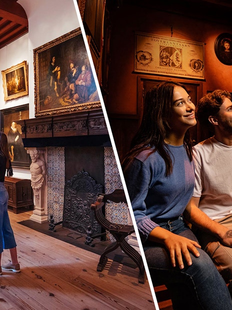 Visitors exploring art at Rembrandt House Museum and Rembrandts Amsterdam Experience.