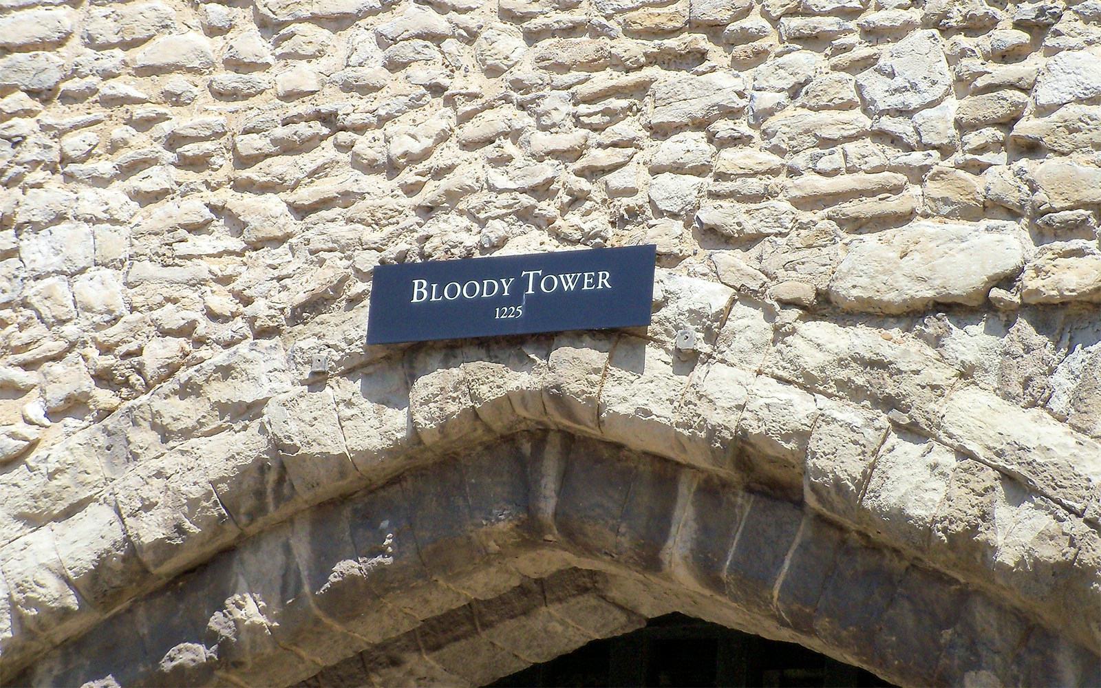 Bloody Tower entrance sign at Tower of London.