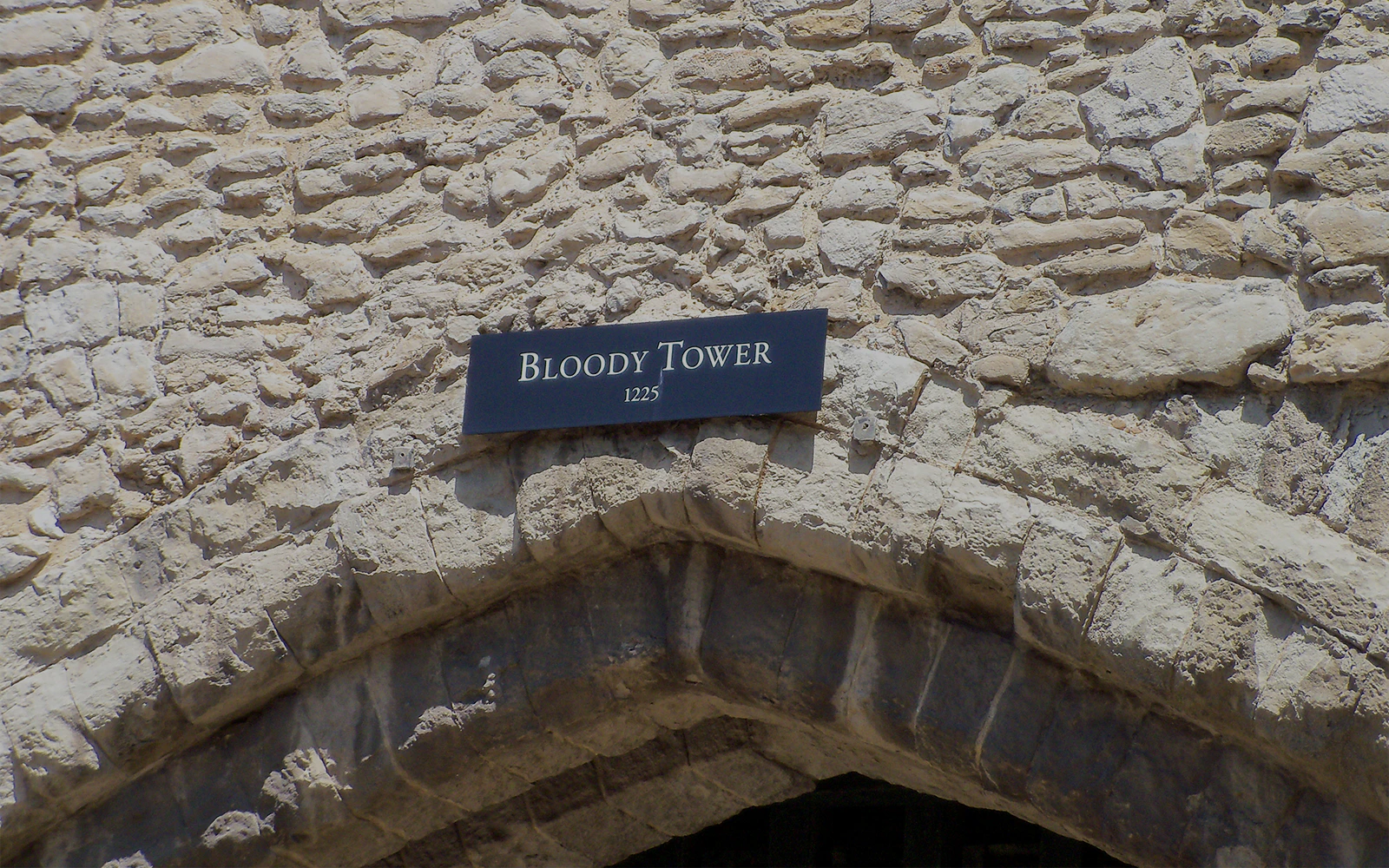 Bloody Tower entrance sign at Tower of London.