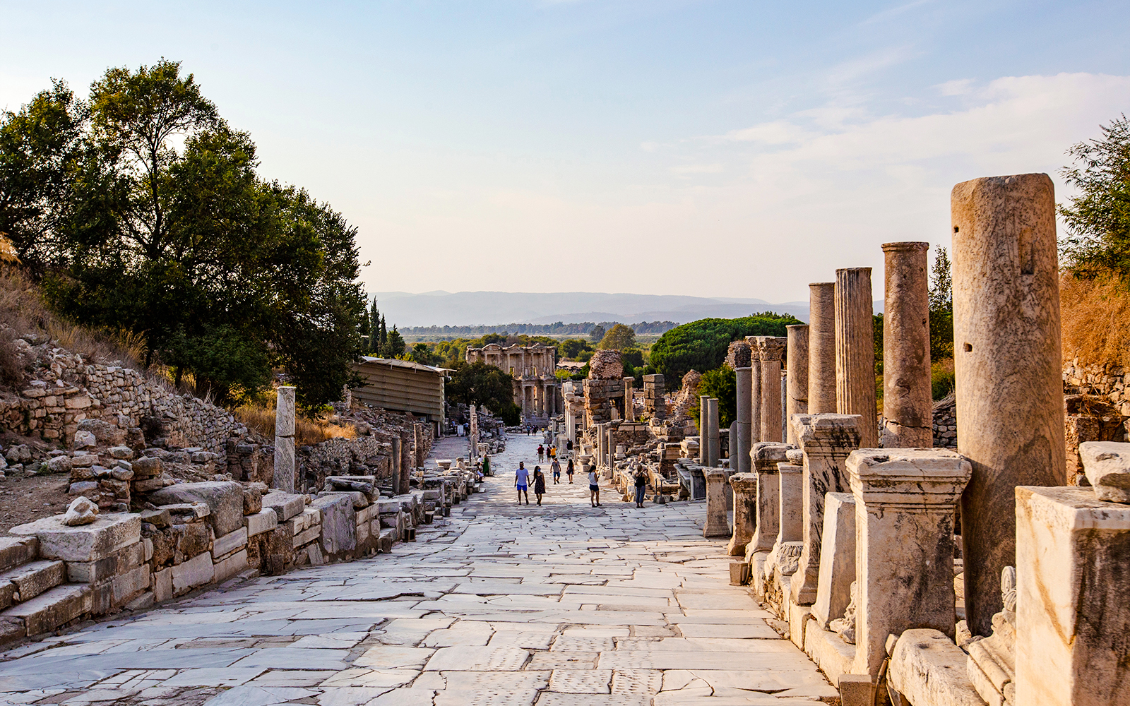 Ancient street with columns at Ephesus Archaeological Museum, Izmir, Turkey.