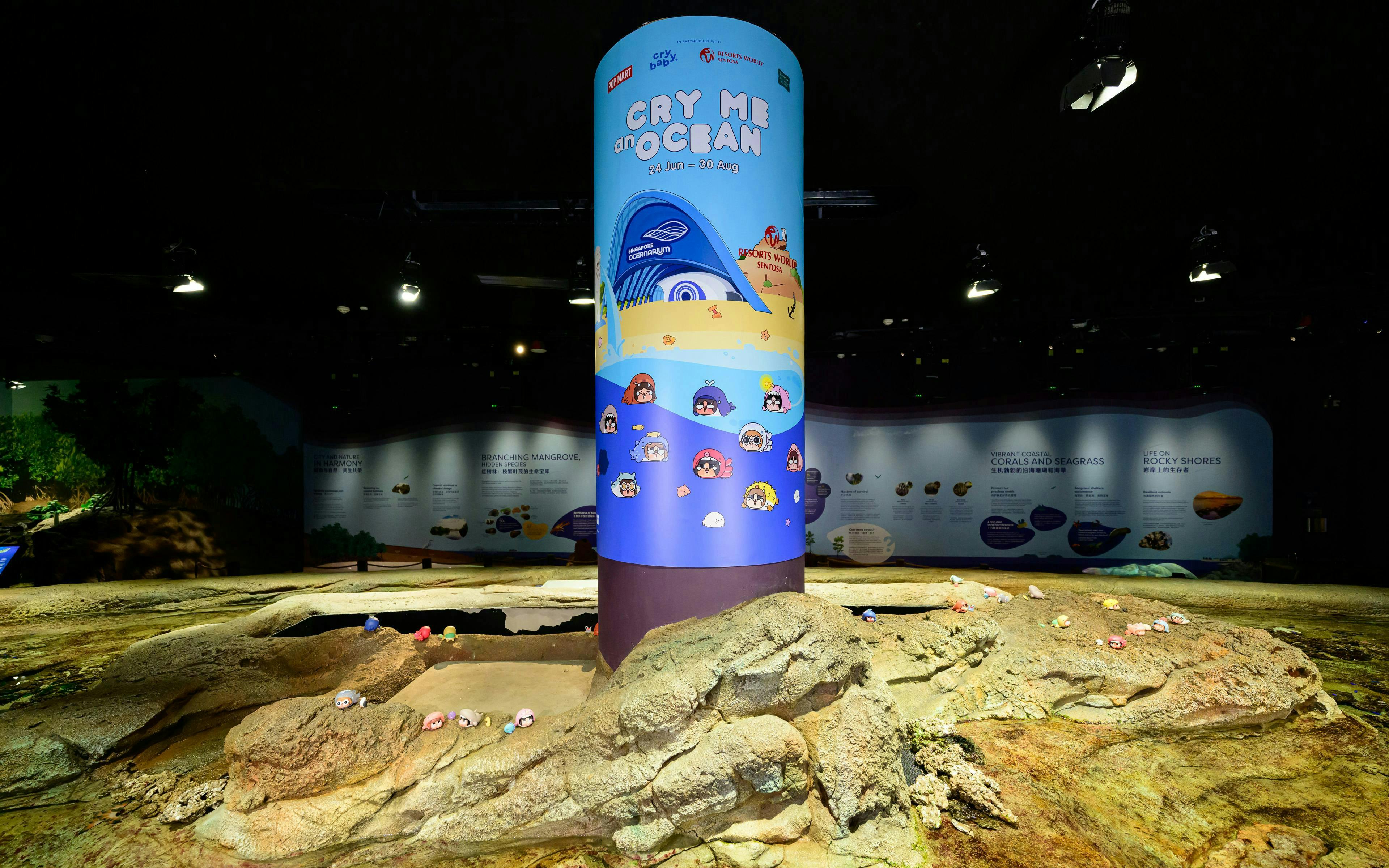 Singapore Oceanarium exhibit with educational displays and interactive elements.