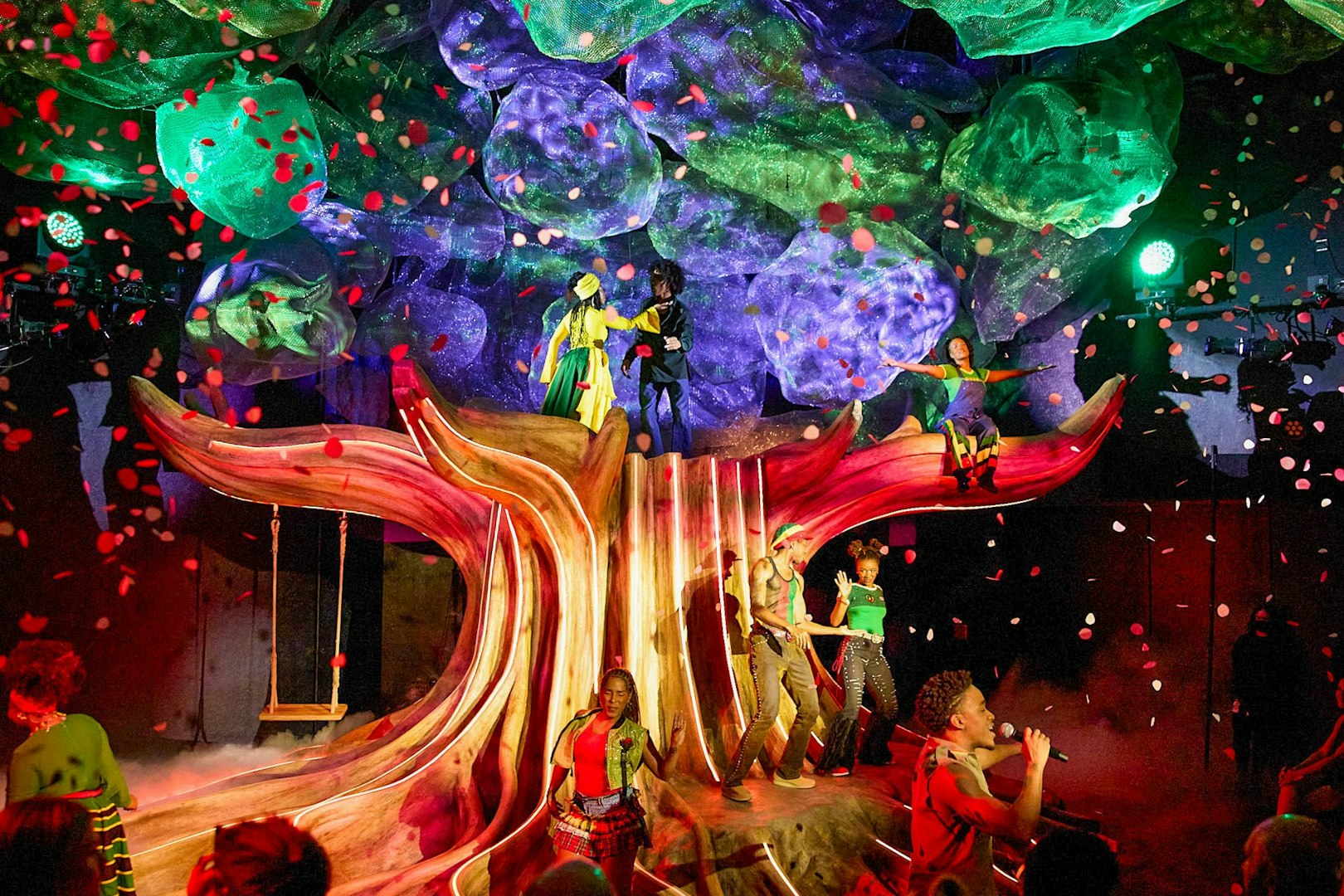 Stage performance at Bob Marley The Show in Vegas with vibrant set and performers.