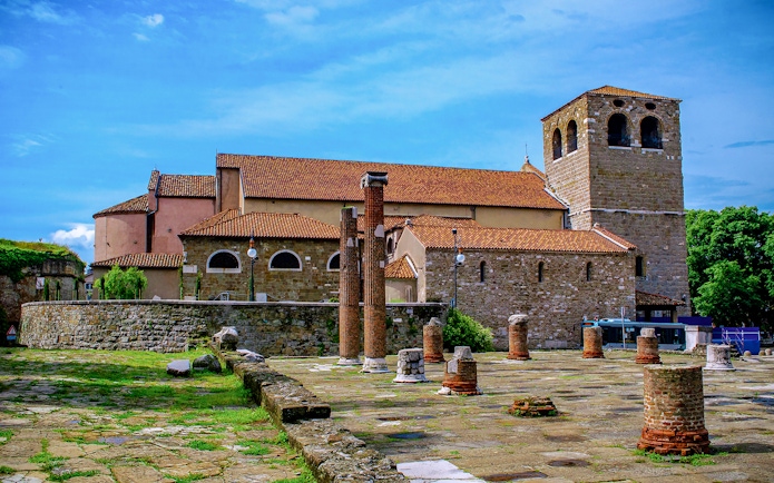 Trieste Roman ruins and San Giusto Cathedral on Hoptour: Trieste 24-Hour Hop-on Hop-off Tour.
