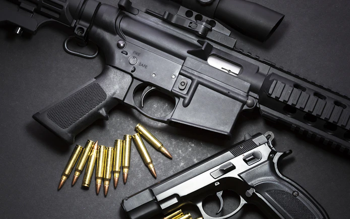 Rifles and bullets at an extreme shooting range experience with hotel transfer.