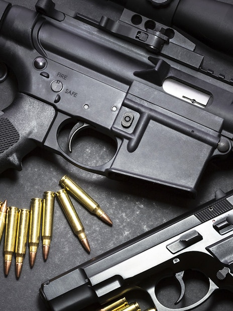 Rifles and bullets at an extreme shooting range experience with hotel transfer.