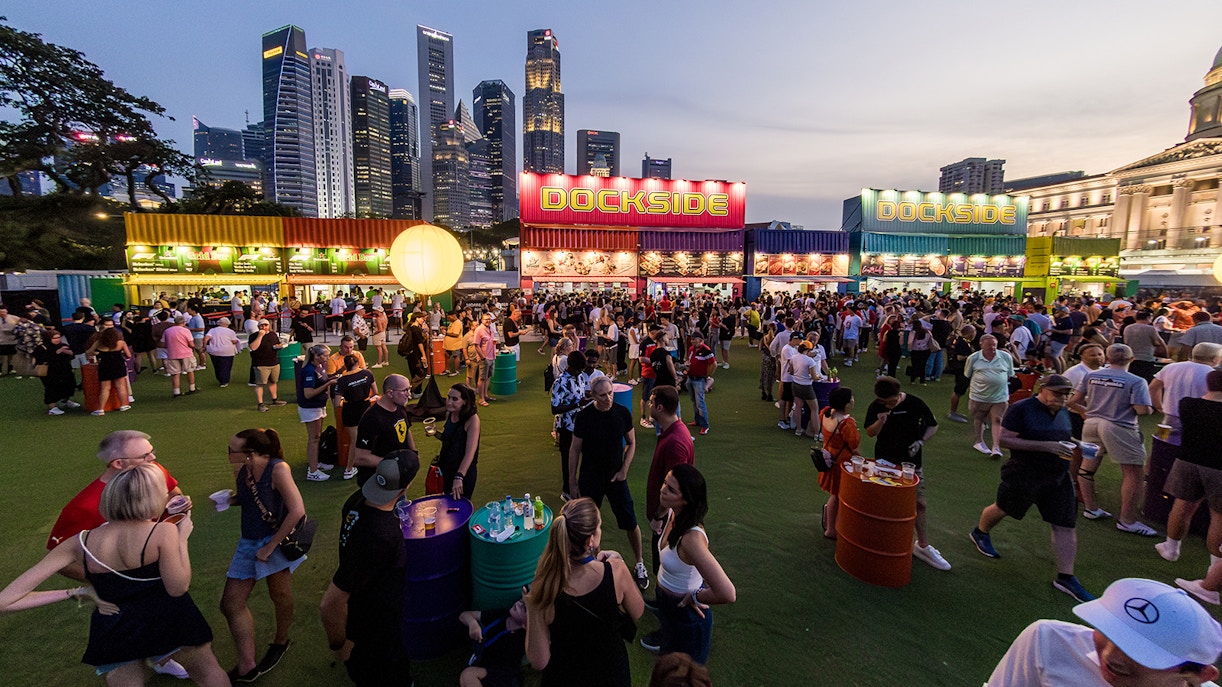 F1 Singapore Dockside Zone 4 Walkabout with food and beverage stalls