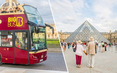 bigbus paris: 2 day hop-on-hop-off + skip the line louvre & cruise tickets-1