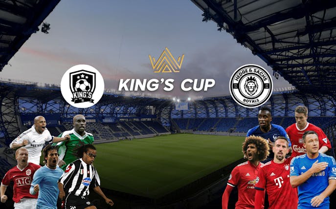 King's Cup Dubai stadium with football players and team logos