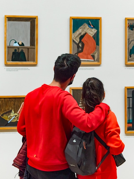 Visitors viewing art gallery paintings, Combo (Save 13%): 549 + 598.