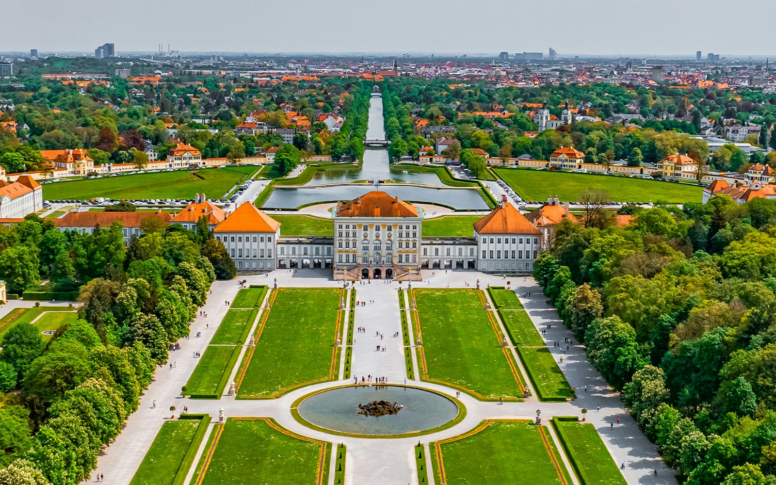 nymphenburg palace aerial shot