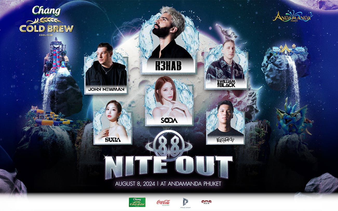 EDM concert poster featuring artists at Andamanda Phuket event.