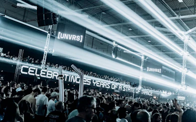 Crowd at Armin Van Buuren performance in Ibiza, celebrating 25 years of A State of Trance.
