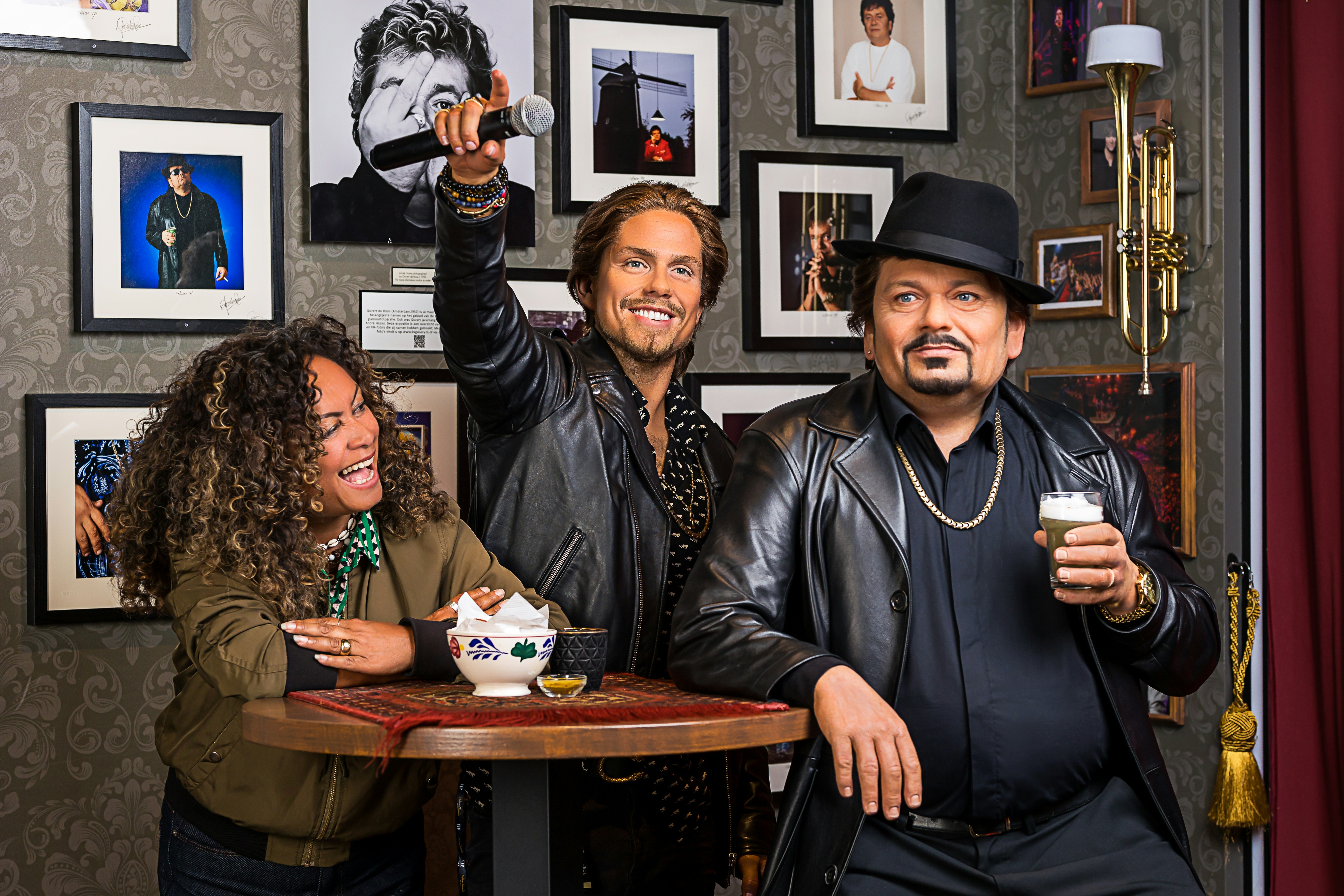 Wax figure of Andre Hazes with microphone at Madame Tussauds Amsterdam.