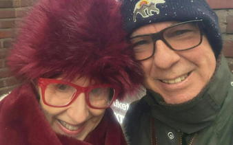 Couple enjoying Helsinki Murder Mystery city exploration game.
