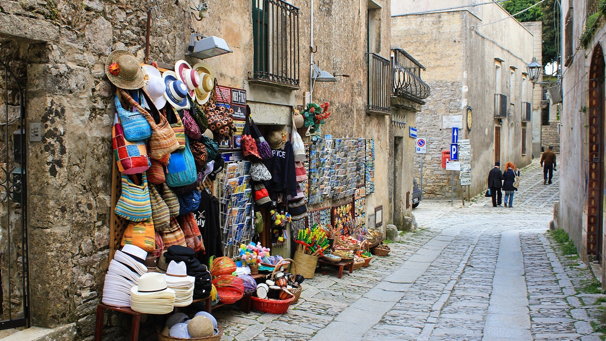 Tourist on the street of Erice