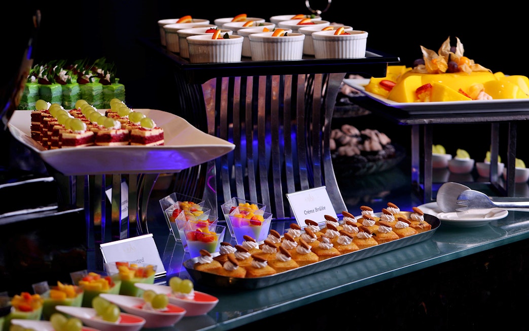 Dinner buffet with assorted desserts at ARAS restaurant, KL Tower, Kuala Lumpur.