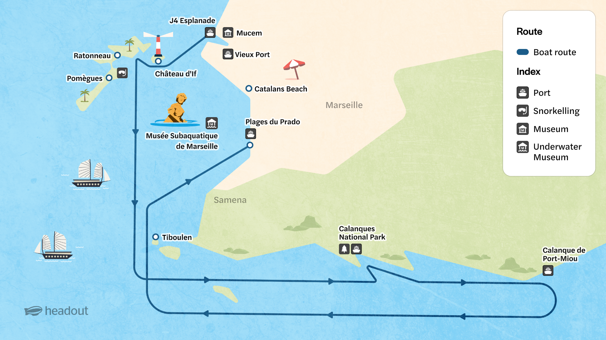 Marseille Boat Tours Map
