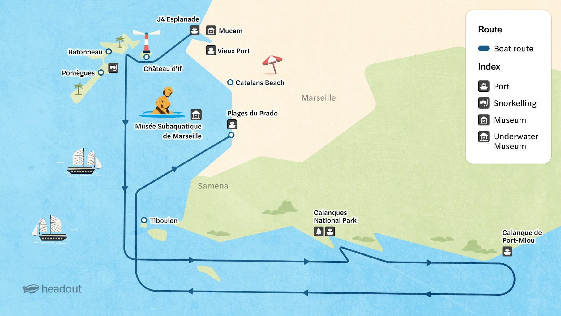 Marseille Boat Tours Map