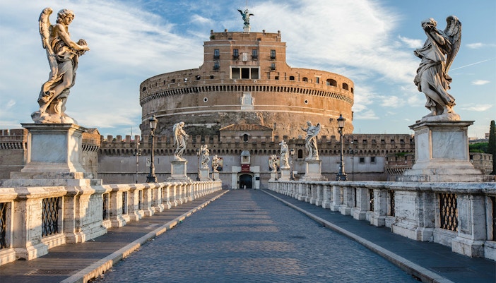 Castel Sant'Angelo and bridge over Tiber river in Rome