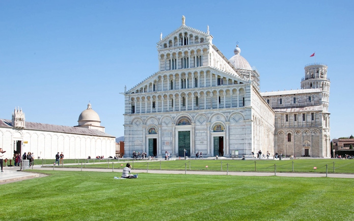 Cathedral of Pisa with Leaning Tower in background, Italy.